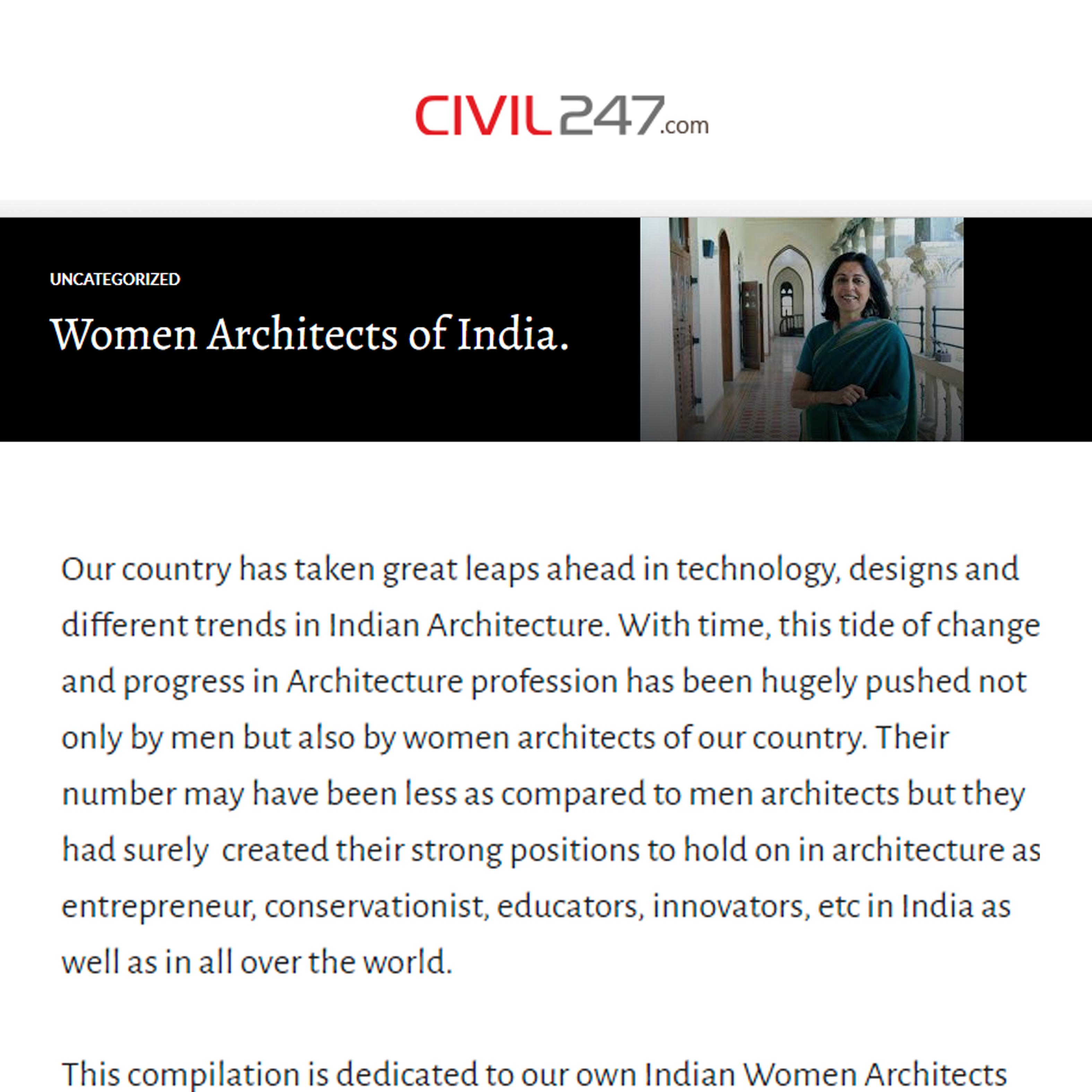 Uncategorized Women Architects of India, Blog.Civil 247,9th March 2016